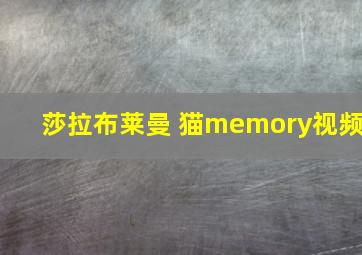 莎拉布莱曼 猫memory视频